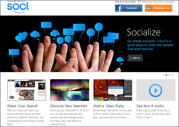 Главная страница Microsoft So.cl.